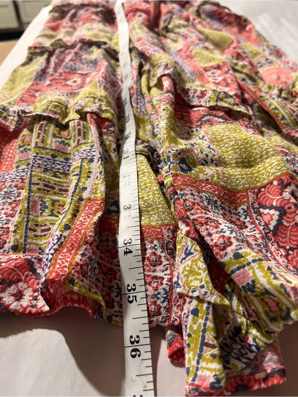 Anthropologie Robin Tiered Mini Dress Pink & Yellow Patchwork XLP - Picture 10 of 12